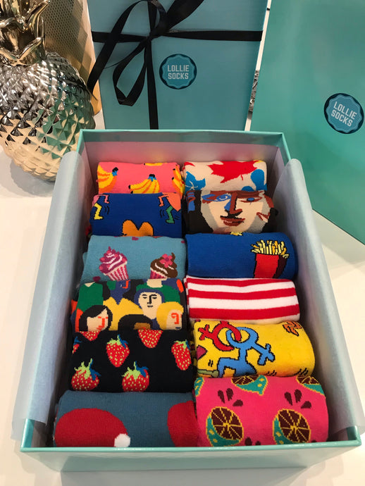 GIFT BOX 🥂MONTHLY PACK, 12 pairs lolliesocks cotton. CHOOSE YOUR FAVORITES.
