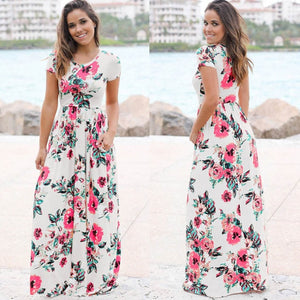 Women Summer Floral Print Maxi Dress 2021 White Boho Beach Dress Women Evening Party Long Dress Plus Size Vestidos Female