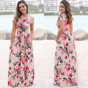 Women Summer Floral Print Maxi Dress 2021 White Boho Beach Dress Women Evening Party Long Dress Plus Size Vestidos Female